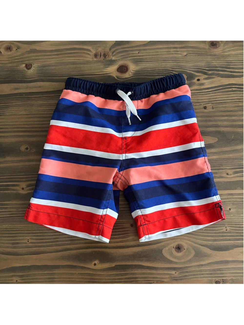 Lands' End Swim Trunks Boys Medium 5-6 Striped Board Shorts Beach